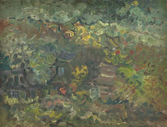 Framed Print : Little Houses by the Forest, 1940-1944. Creator: Arnold Peter Weisz-Kubincan