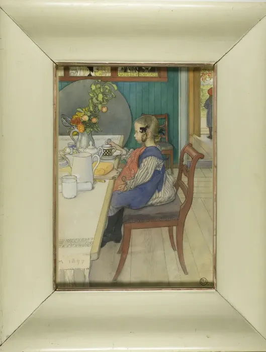 Framed Print : Little Lie-A-Beds Sad Breakfast, 1900. Creator: Carl Olof Larsson Framed Print : Little Lie-A-Beds Sad Breakfast, 1900. Creator: Carl Olof Larsson