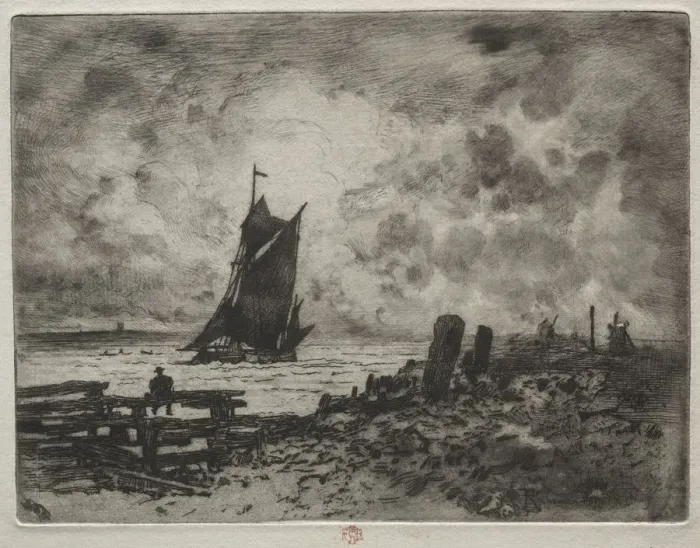 Framed Print : The Little Marine: Souvenir of Medway, 1878. Creator: Felix Hilaire Buhot (French, 1847-1898) Framed Print : The Little Marine: Souvenir of Medway, 1878. Creator: Felix Hilaire Buhot (French, 1847-1898)