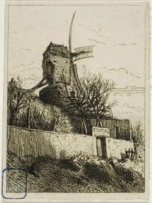 Framed Print : Little Mill at Montmartre, 1842. Creator: Charles Emile Jacque Framed Print : Little Mill at Montmartre, 1842. Creator: Charles Emile Jacque