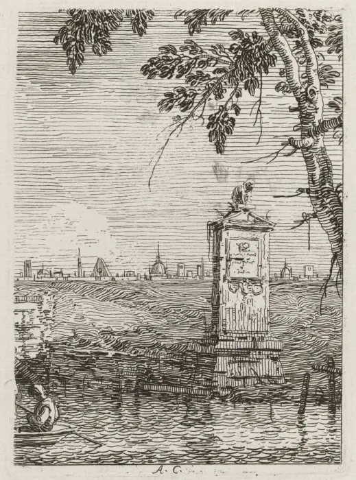Framed Print : The Little Monument [left], c. 1735  /  1746. Creator: Canaletto