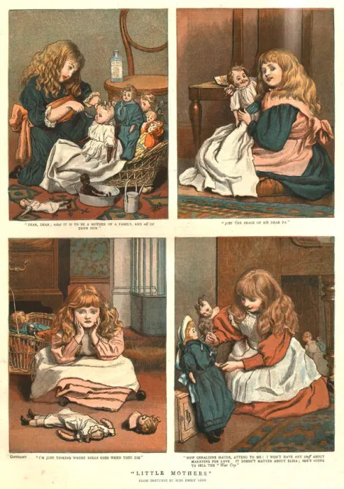 Framed Print : Little Mothers; After Miss Emily Lees, 1888. Creator: Unknown Framed Print : Little Mothers; After Miss Emily Lees, 1888. Creator: Unknown