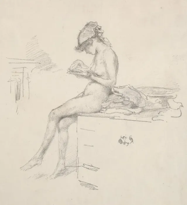 Framed Print : The Little Nude Model Reading, 1890. Creator: James McNeill Whistler (American, 1834-1903) Framed Print : The Little Nude Model Reading, 1890. Creator: James McNeill Whistler (American, 1834-1903)