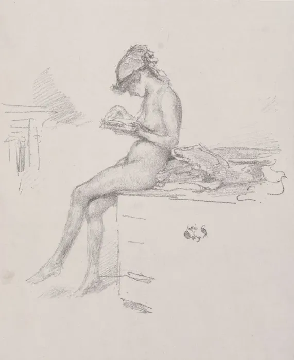 Framed Print : The Little Nude Model Reading, 1890. Creator: James McNeill Whistler (American, 1834-1903) Framed Print : The Little Nude Model Reading, 1890. Creator: James McNeill Whistler (American, 1834-1903)