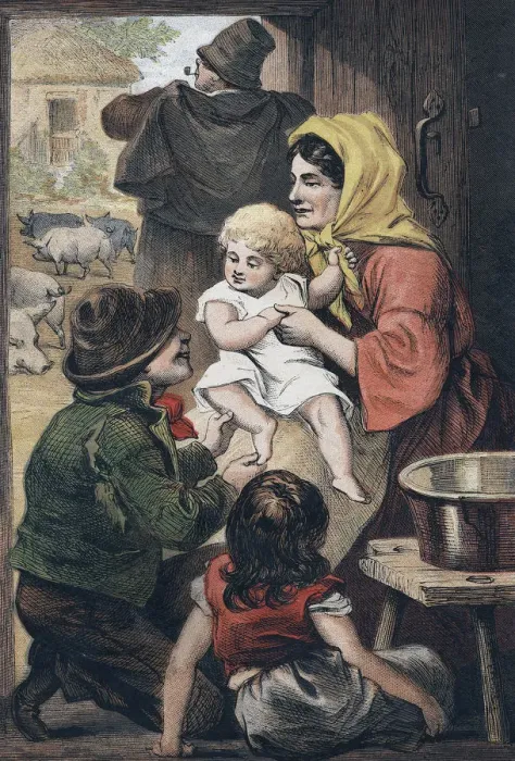 Framed Print : This little pig... infant amusement rhyme, c1860 Framed Print : This little pig... infant amusement rhyme, c1860