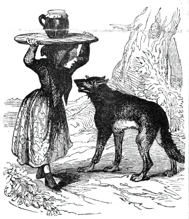 Framed Print : Little Red Riding Hood and the Wolf, 1842. Creator: Unknown Framed Print : Little Red Riding Hood and the Wolf, 1842. Creator: Unknown