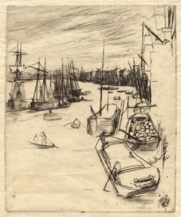 Framed Print : The Little Rotherhithe, 1861. Creator: James Abbott McNeill Whistler Framed Print : The Little Rotherhithe, 1861. Creator: James Abbott McNeill Whistler