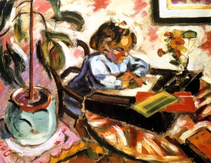 Framed Print : Little Schoolgirl, 1907. Artist: Henri Victor Gabriel Le Fauconnier Framed Print : Little Schoolgirl, 1907. Artist: Henri Victor Gabriel Le Fauconnier