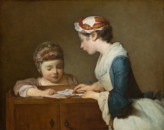 Framed Print : The Little Schoolmistress, after 1740. Creator: Jean-Simeon Chardin Framed Print : The Little Schoolmistress, after 1740. Creator: Jean-Simeon Chardin