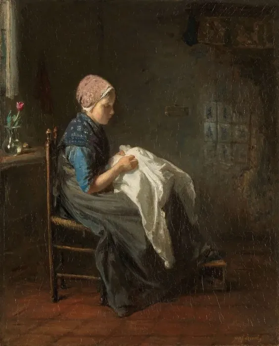Framed Print : The Little Seamstress, 1850-1888. Creator: Jozef Israels Framed Print : The Little Seamstress, 1850-1888. Creator: Jozef Israels