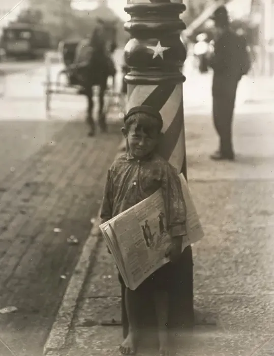 Framed Print : A Little Shaver, Indianapolis Newsboy, 41 inches high.. about 1920. Creator: Lewis Wickes Hine Framed Print : A Little Shaver, Indianapolis Newsboy, 41 inches high.. about 1920. Creator: Lewis Wickes Hine