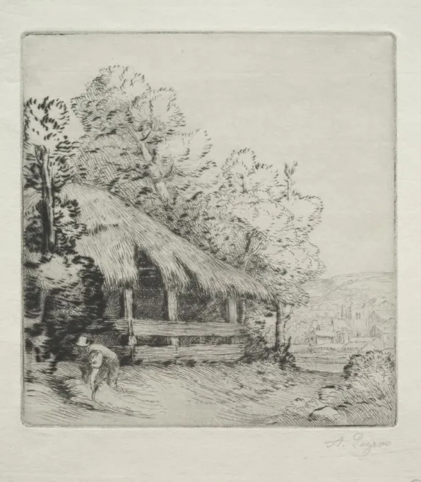 Framed Print : The Little Shed (Le Petit Hangar). Creator: Alphonse Legros (French, 1837-1911) Framed Print : The Little Shed (Le Petit Hangar). Creator: Alphonse Legros (French, 1837-1911)