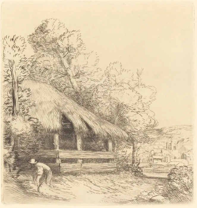 Framed Print : Little Shelter (Le petit hangar). Creator: Alphonse Legros Framed Print : Little Shelter (Le petit hangar). Creator: Alphonse Legros