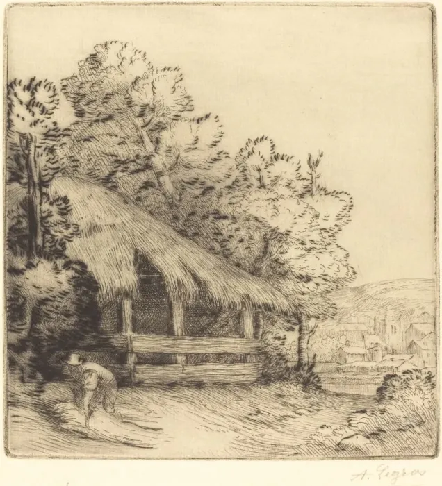 Framed Print : Little Shelter (Le petit hangar). Creator: Alphonse Legros Framed Print : Little Shelter (Le petit hangar). Creator: Alphonse Legros