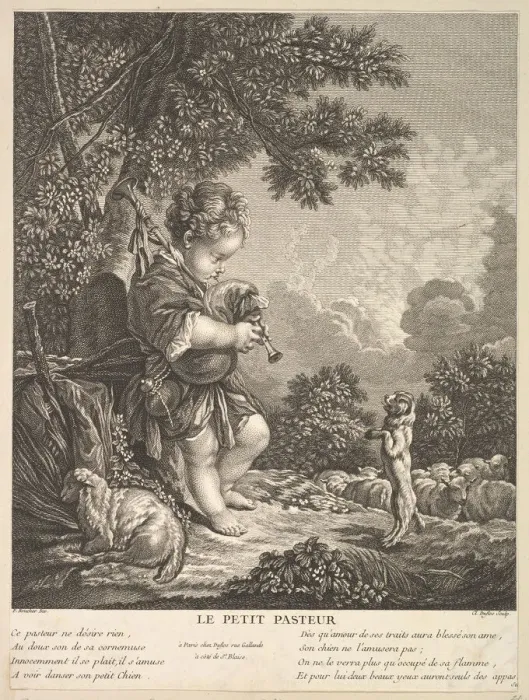 Framed Print : The Little Shepherd, ca. 1753. Creator: Claude Augustin Duflos le Jeune Framed Print : The Little Shepherd, ca. 1753. Creator: Claude Augustin Duflos le Jeune