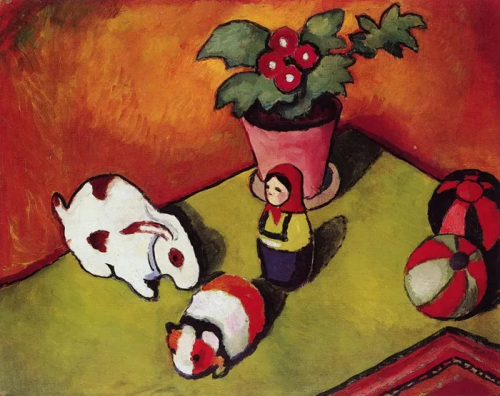 Framed Print : Little Walters Toys, 1912. Artist: Macke, August (1887-1914) Framed Print : Little Walters Toys, 1912. Artist: Macke, August (1887-1914)