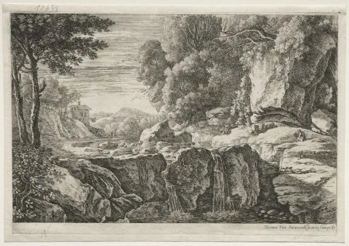 Framed Print : The Little Warterfall. Creator: Herman van Swanevelt (Dutch, c. 1600-1655) Framed Print : The Little Warterfall. Creator: Herman van Swanevelt (Dutch, c. 1600-1655)