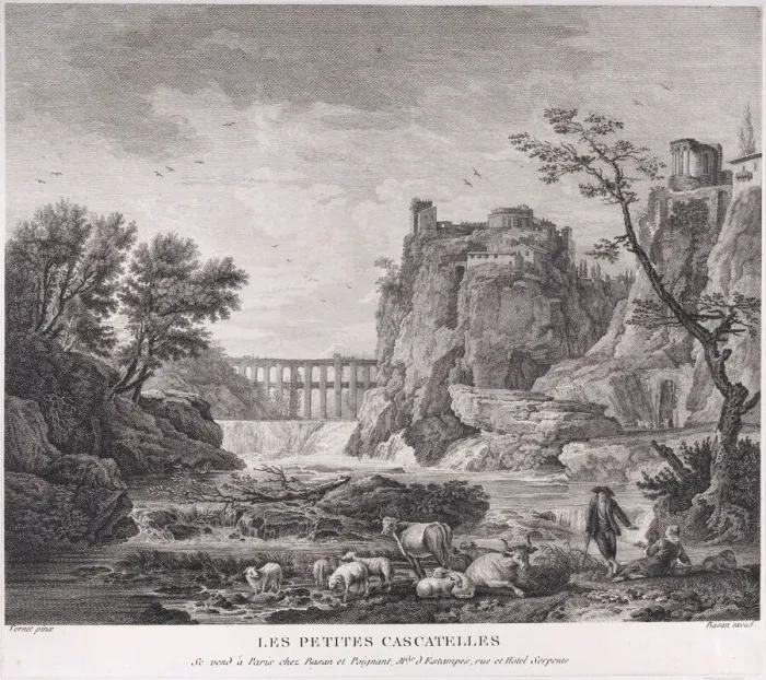 Framed Print : The Little Waterfalls, ca. 1740-1800. Creator: Pierre Francois Basan Framed Print : The Little Waterfalls, ca. 1740-1800. Creator: Pierre Francois Basan