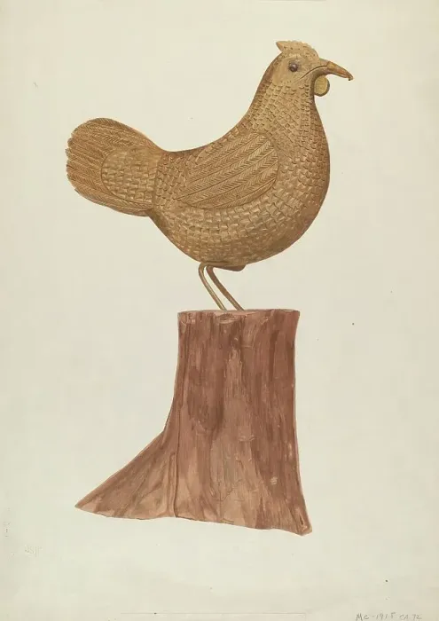 Framed Print : Little Wooden Hen, 1935 / 1942. Creator: Mildred E Bent Framed Print : Little Wooden Hen, 1935 / 1942. Creator: Mildred E Bent
