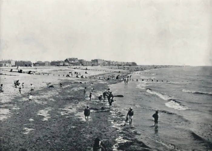 Framed Print : Littlehampton - Paddling at Low Water, 1895 Framed Print : Littlehampton - Paddling at Low Water, 1895
