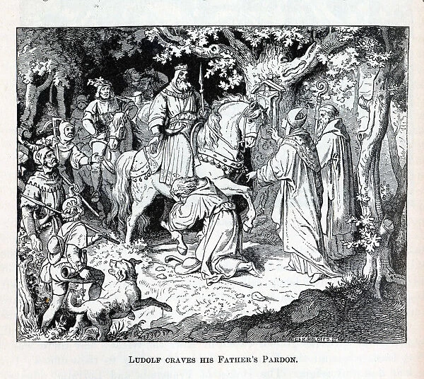 Liudolf craves his Fathers Pardon, 1882. Artist: Anonymous