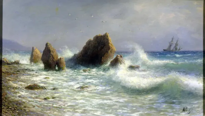 Framed Print : At the Livadia shore, 1895. Artist: Lev Felixovich Lagorio Framed Print : At the Livadia shore, 1895. Artist: Lev Felixovich Lagorio