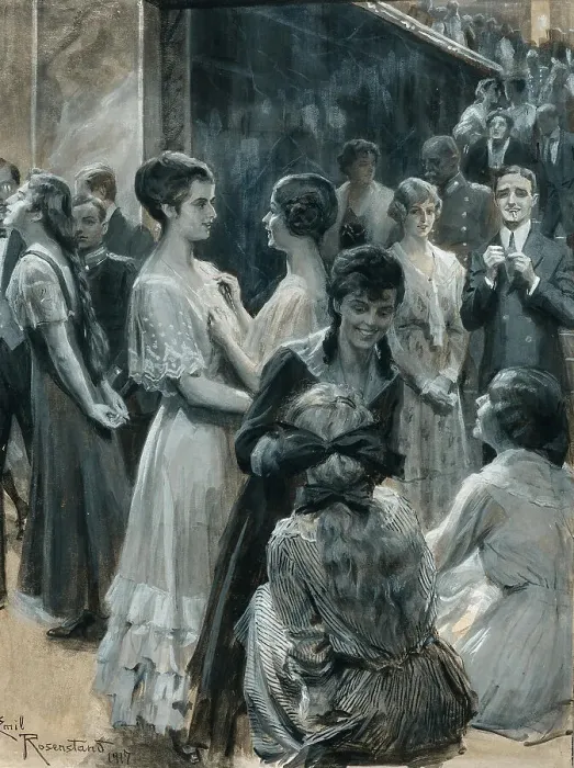Framed Print : Lively conversation, 1917. Creator: Rosenstand, Emil Christian (1859-1932) Framed Print : Lively conversation, 1917. Creator: Rosenstand, Emil Christian (1859-1932)