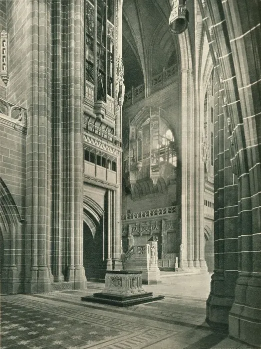 Framed Print : Liverpool Cathedral: General View from Memorial Transept. Architect, Sir G. Gilbert Scott, 1924 Framed Print : Liverpool Cathedral: General View from Memorial Transept. Architect, Sir G. Gilbert Scott, 1924