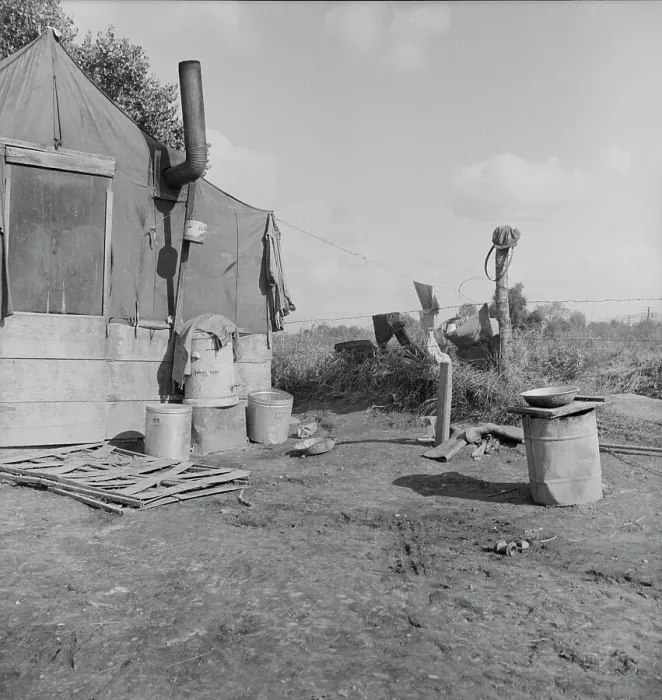 Framed Print : Living conditions of migrant agricultural workers, Tulare County, California, 1938. Creator: Dorothea Lange Framed Print : Living conditions of migrant agricultural workers, Tulare County, California, 1938. Creator: Dorothea Lange