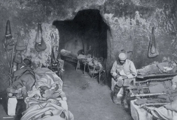 Framed Print : Living quarters in a French cave, World War I, 1915 Framed Print : Living quarters in a French cave, World War I, 1915