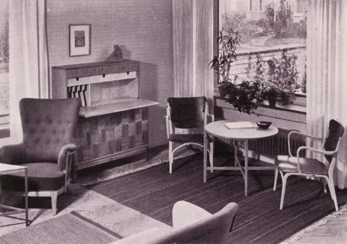 Framed Print : Living-room furniture by Carl-Axel Acking, made by A. B. Svenska Mobelfabrikerna, 1949 Framed Print : Living-room furniture by Carl-Axel Acking, made by A. B. Svenska Mobelfabrikerna, 1949