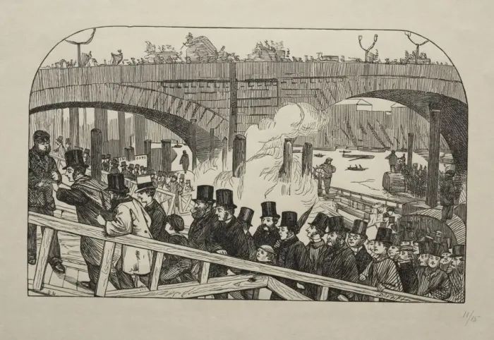 Framed Print : The Living Stream at London Bridge - Under the Bridge, 1863 Framed Print : The Living Stream at London Bridge - Under the Bridge, 1863