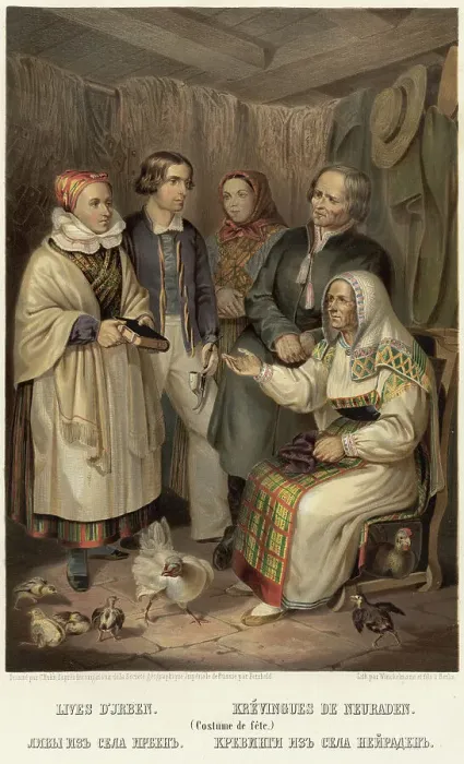 Framed Print : Livonians from the village of Irbene. Crevings from the village of Neiraden, 1862. Creator: Karlis Huns Framed Print : Livonians from the village of Irbene. Crevings from the village of Neiraden, 1862. Creator: Karlis Huns