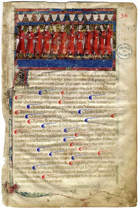 Framed Print : Livre I des annales (1295-1532), Les portraits des capitouls de l'année 1352-1353), 1352-1353. Creator: Anonymous