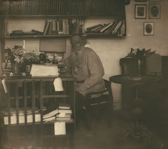 Framed Print : L.N. Tolstoi in his study, in Iasnaia Poliana, 1908. Creator: Sergey Mikhaylovich Prokudin-Gorsky Framed Print : L.N. Tolstoi in his study, in Iasnaia Poliana, 1908. Creator: Sergey Mikhaylovich Prokudin-Gorsky