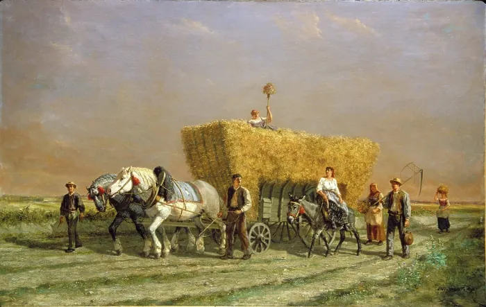 Framed Print : Last Load of Wheat, 1892. Creator: Jules Jacques Veyrassat Framed Print : Last Load of Wheat, 1892. Creator: Jules Jacques Veyrassat