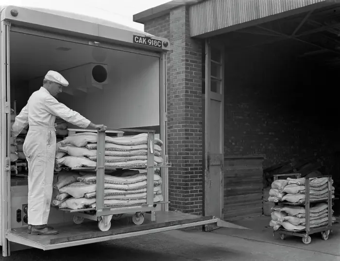 Framed Print : Loading area at the Danish Bacon company, Kilnhurst, South Yorkshire, 1968. Artist Framed Print : Loading area at the Danish Bacon company, Kilnhurst, South Yorkshire, 1968. Artist