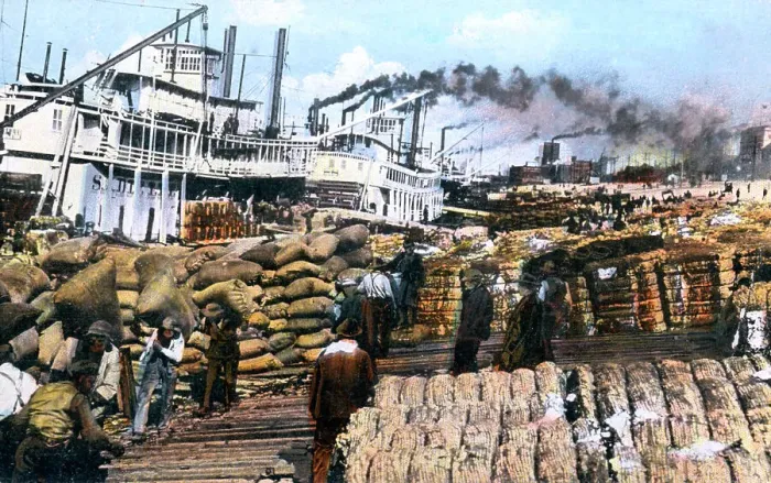 Framed Print : Loading cotton onto a ship, Memphis, Tennessee, USA, c1900s Framed Print : Loading cotton onto a ship, Memphis, Tennessee, USA, c1900s