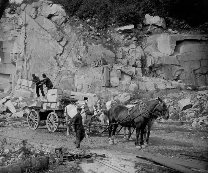 Framed Print : Loading, a New England granite quarry, c1908. Creator: Unknown Framed Print : Loading, a New England granite quarry, c1908. Creator: Unknown