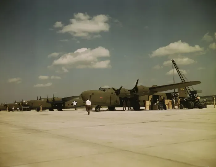 Framed Print : Loading new transport planes at the Consolidated Aircraft Corporation plant, Fort Worth, Texas, 1942 Creator: Howard Hollem Framed Print : Loading new transport planes at the Consolidated Aircraft Corporation plant, Fort Worth, Texas, 1942 Creator: Howard Hollem