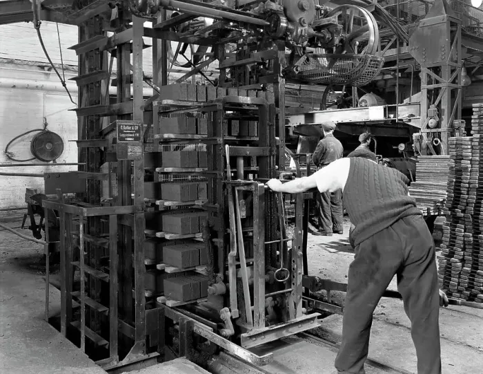 Framed Print : Loading a palletising machine with bricks, Whitwick Brickworks, Coalville, Leicestershire, 1963 Framed Print : Loading a palletising machine with bricks, Whitwick Brickworks, Coalville, Leicestershire, 1963