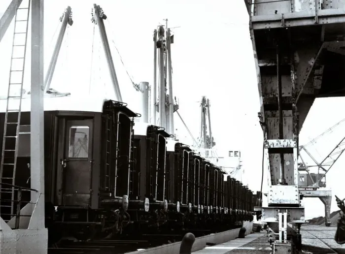Framed Print : Loading and transport of train wagons in the port of Zeebrugge - Bruges, Belgium Framed Print : Loading and transport of train wagons in the port of Zeebrugge - Bruges, Belgium