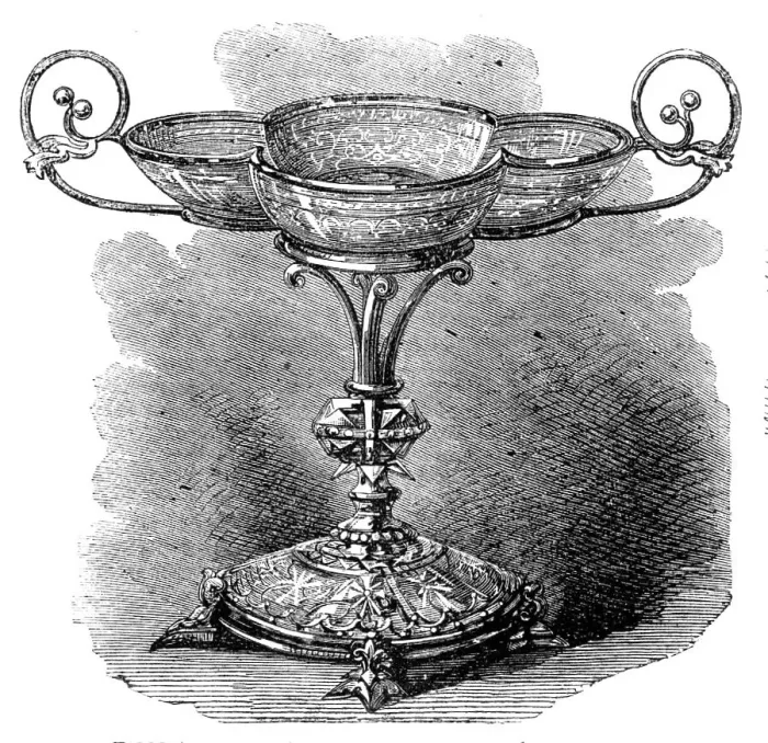 Framed Print : The Loan Collection, South Kensington Museum: engraved glass dessert-dish (Austrian), 1868. Creator: Unknown Framed Print : The Loan Collection, South Kensington Museum: engraved glass dessert-dish (Austrian), 1868. Creator: Unknown