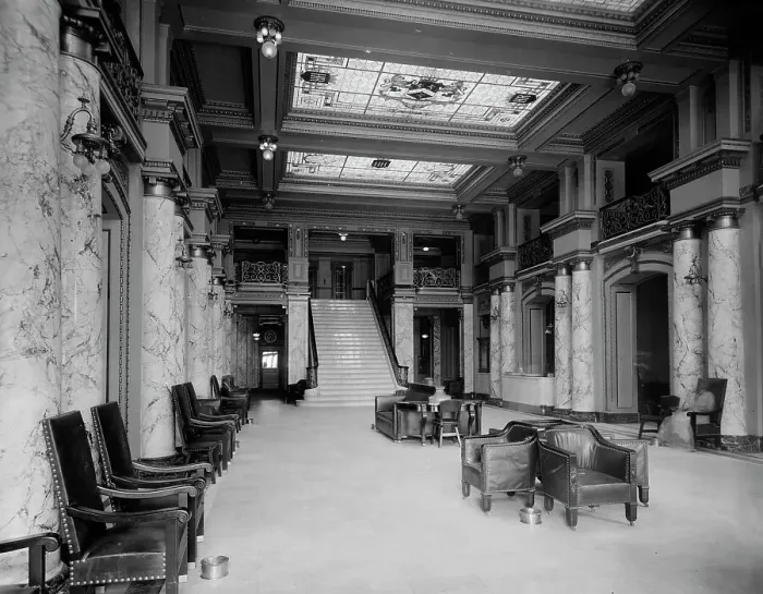 Framed Print : Lobby, Hotel Richmond, Richmond, Va. between 1900 and 1920. Creator: Unknown Framed Print : Lobby, Hotel Richmond, Richmond, Va. between 1900 and 1920. Creator: Unknown