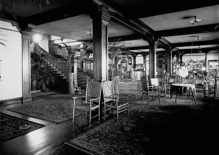 Framed Print : The Lobby, Manhanset House, Shelter Island, N.Y. between 1900 and 1905. Creator: Unknown Framed Print : The Lobby, Manhanset House, Shelter Island, N.Y. between 1900 and 1905. Creator: Unknown