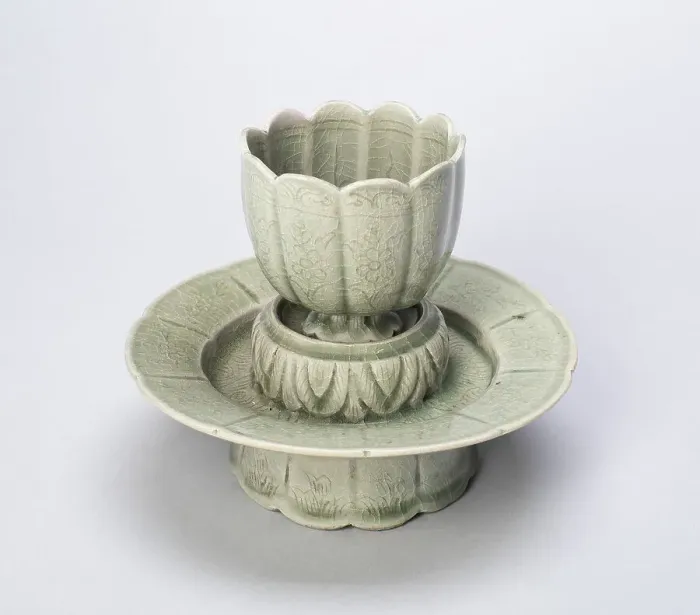 Framed Print : Lobed Cup and Stand with Floral Sprays and Stylized Leaves, North Korea, Goryeo... 12th  / 13th cent. Creator: Unknown