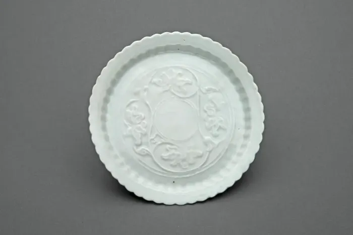 Framed Print : Lobed Dish with Lotus Scrolls, Yuan dynasty (1271-1368), first half of the 14th century. Creator: Unknown Framed Print : Lobed Dish with Lotus Scrolls, Yuan dynasty (1271-1368), first half of the 14th century. Creator: Unknown