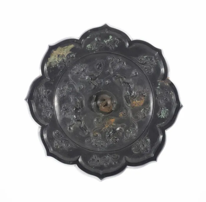 Framed Print : Lobed Mirror with Birds, Lions, and Floral Sprays, Tang dynasty (A. D) Framed Print : Lobed Mirror with Birds, Lions, and Floral Sprays, Tang dynasty (A. D)