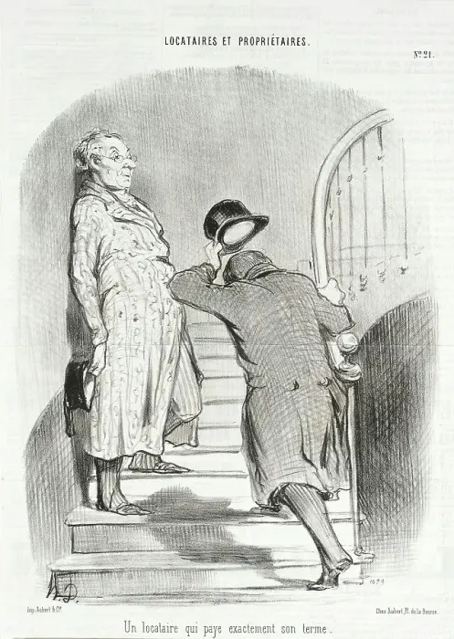 Framed Print : Un locataire qui paye exactement son terme, 1847. Creator: Honore Daumier Framed Print : Un locataire qui paye exactement son terme, 1847. Creator: Honore Daumier