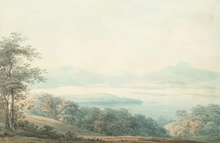 Framed Print : Loch Lomond from Knock Our Wood, c1827-1829. Creator: Hugh William Williams Framed Print : Loch Lomond from Knock Our Wood, c1827-1829. Creator: Hugh William Williams